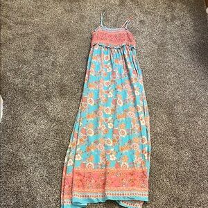 Cupshe Floral Maxi Dress - Blue and Pink
